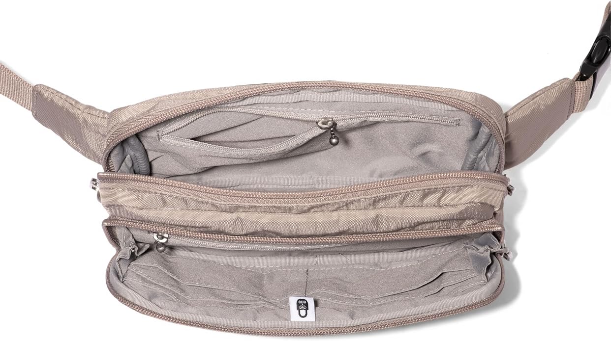 Baggallini Securtex Anti-theft Belt Bag 8.8"x5.5" Crossbody Fanny Pack for Women RFID Wallet Locking Zipper Travel Purse