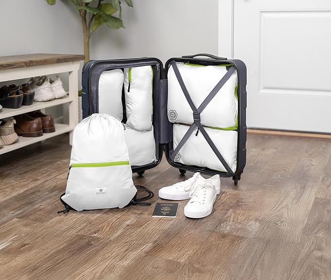 Extra Large Compression Packing Cube 6 Piece Set for Travel and Check Luggage by TRIPPED Travel Gear