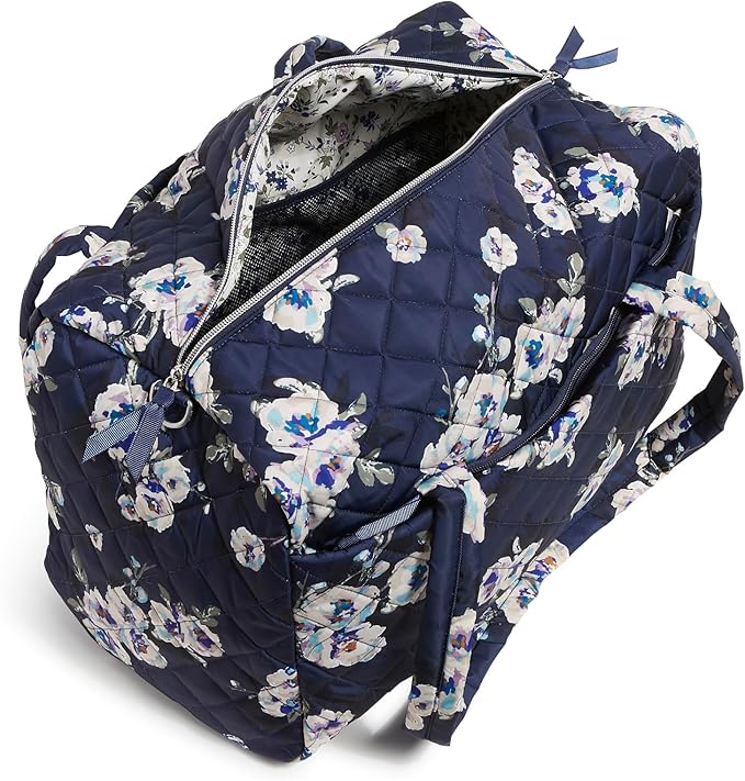 Performance Twill Medium Travel Duffle Bag, Blooms and Branches Navy