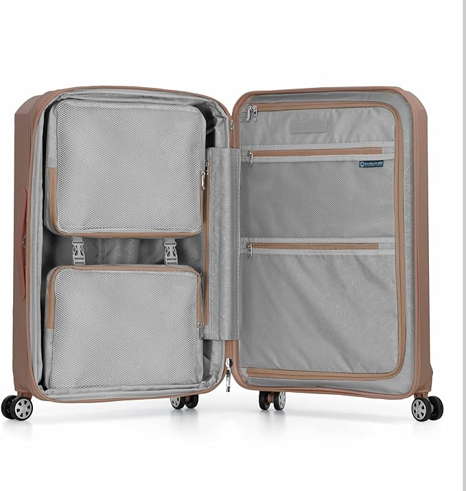 Traveler's Choice Pagosa Hardshell Expandable Luggage with Spinner Wheels, Latte Beige, 3-Piece Set (22/26/30)