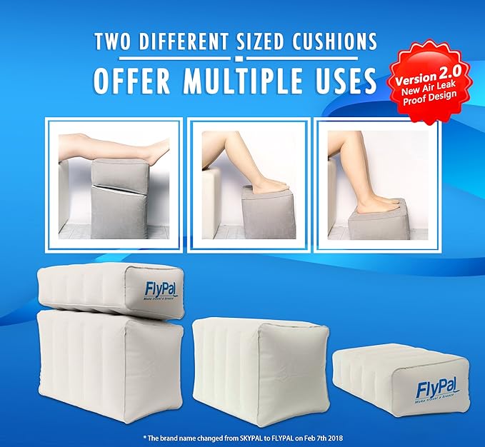 Flypal Inflatable Foot Rest Pillow, Kids Airplane Bed | Adjustable Height Leg Rest for Travel & Office | Improves Comfort & Circulation, Reduces Swelling & Fatigue | Lightweight & Portable