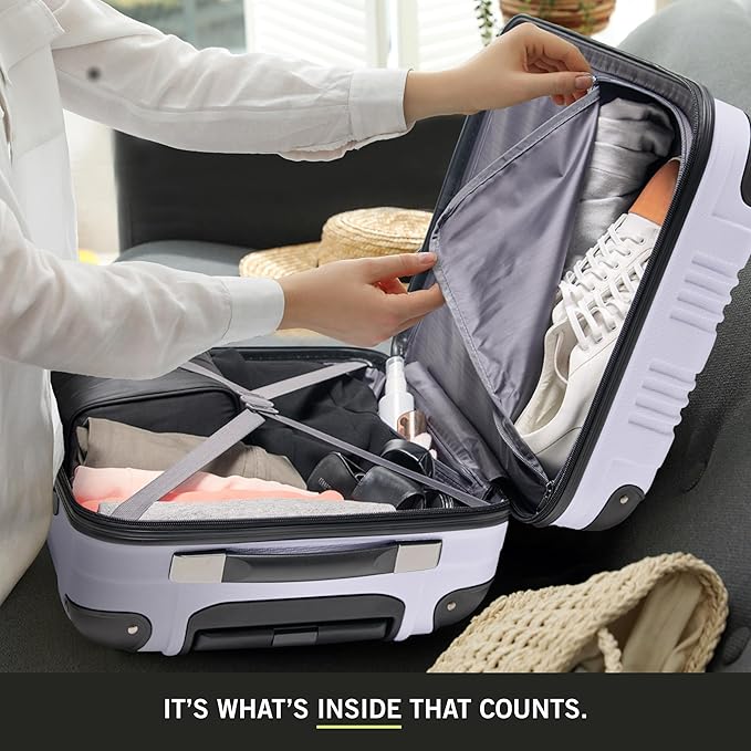 Kenneth Cole REACTION Out of Bounds Lightweight Hardshell 4-Wheel Spinner Luggage, Lavender, 2-Piece Set (20" & 28")