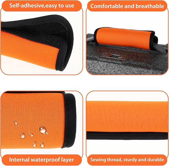 2Pack Luggage Handle Wrap for Suitcase Travel Essential Bright Orange Color Soft Luggage Identifiers for Suitcases Neoprene Material Comfortable Suitcase Handle Wraps for Traveling