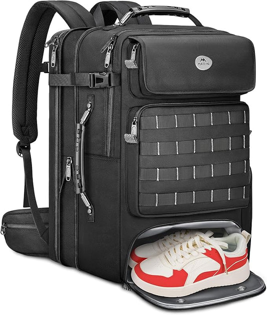 MATEIN Expandable Travel Backpack With Shoe Compartment, 52L Large Suitcase Backpack with Waist Straps, 17 Inch TSA Laptop Backpacks Luggage Carry On Bag With 3 Packing Cubes