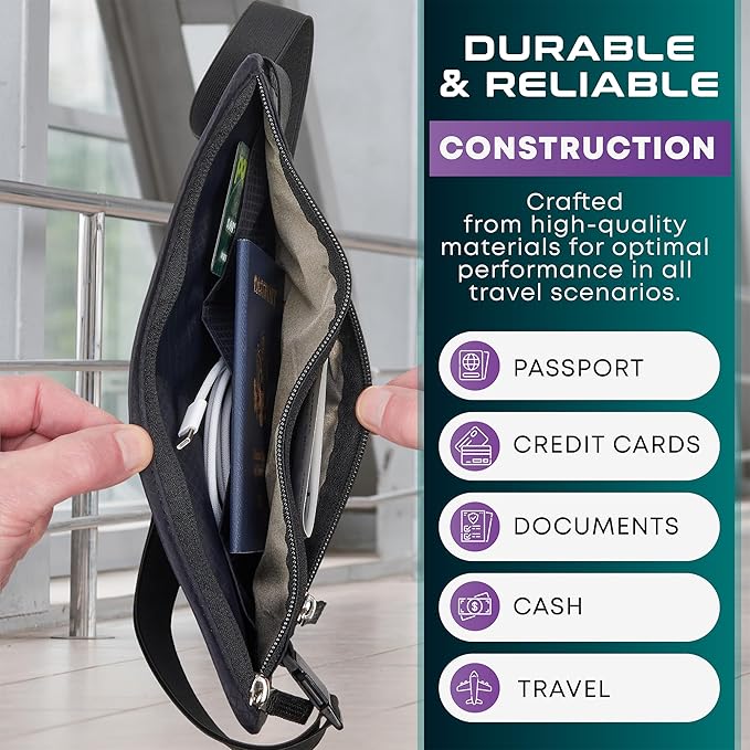 Travel Money Belt & Passport Holder - RFID Blocking Slim Travel Wallet & Fanny Pack for Men and Women - Essential Travel Pouch for Cash, Credit Cards, and Documents (Green Color)