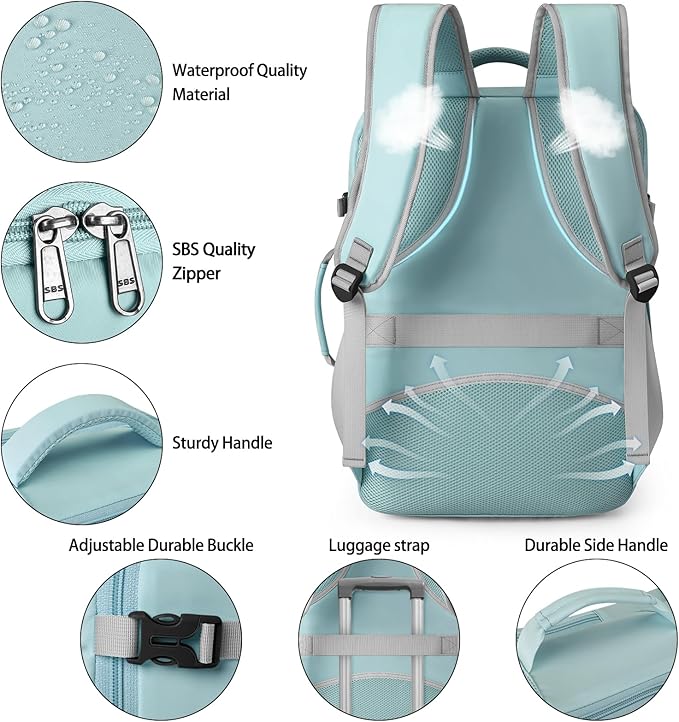 Lubardy Travel Backpack for Men Women 17 Inch Flight Approved Carry on Backpack Waterproof Large 40L Luggage Daypack Business College Weekender Overnight Laptop Backpack with 3 Packing Cubes, Green