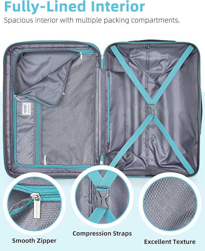 LARVENDER Carry on Luggage 22x14x9 Airline Approved, Expandable 20 Inch Hardside Large Suitcase with Wheels TSA Lock, Lightweigh PC+ABS Travel Carry-on Suitcases for Women and Men, Cotton Candy