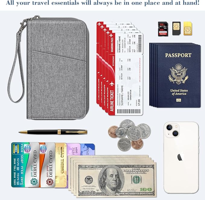 Fintie Family Passport Holder Wallet, RFID Blocking Travel Document Organizer Clutch Bag Credit Cards Case Cover for Women Men
