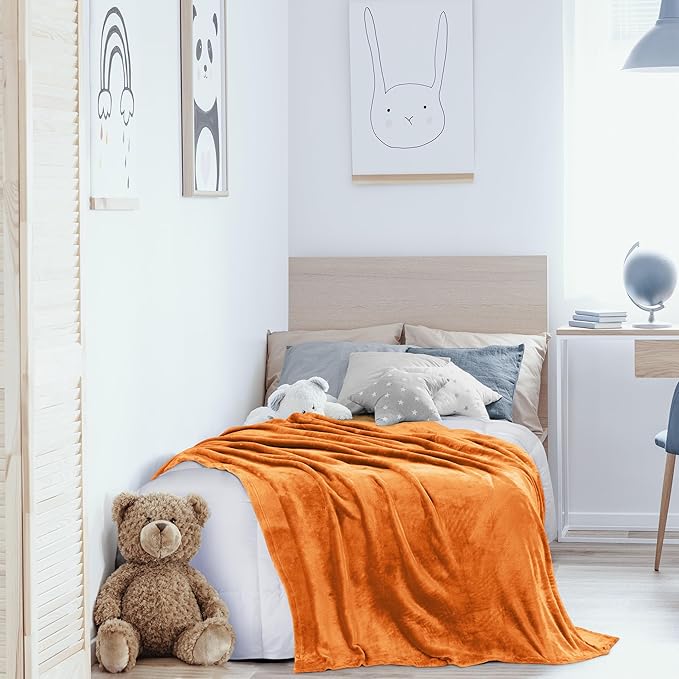 Utopia Bedding Fleece Blanket Twin Size Burnt Orange 300GSM Luxury Anti-Static Fuzzy Soft Microfiber Bed Blanket (60x80 Inch)