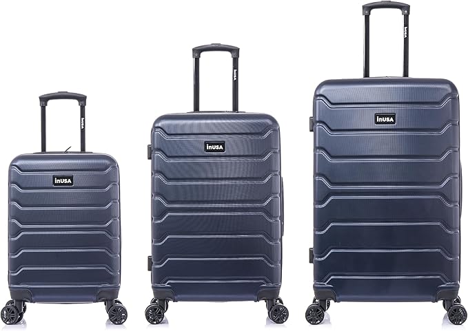 InUSA TREND Luggage with Spinner Wheels | Durable Lightweight Hardshell SuitcaseTravel sets with Handle and Trolley | (20in 24in 28in) 3 Piece Set | Blue