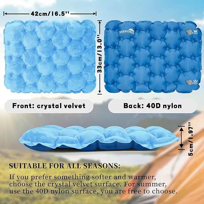 Inflatable Seat Cushion, Lightweight Camping Air Sitting Pad with Repair Cloths, Waterproof Air Cushion, Portable Air Seat Cushion for Climbing Hiking Office Airplane Car Stadium Seat