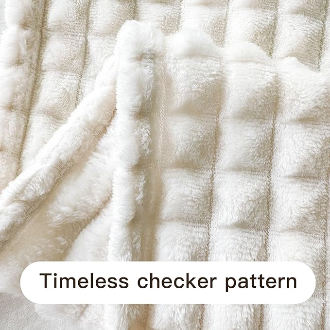 Ultra Soft Jacquard Sherpa Throw Blanket, Lightweight Yet Cozy, Versatile Couch and Travel Blanket, Checker Pattern, Multiple Sizes and Colors, Easy-Care and Durable,50x60 Inches