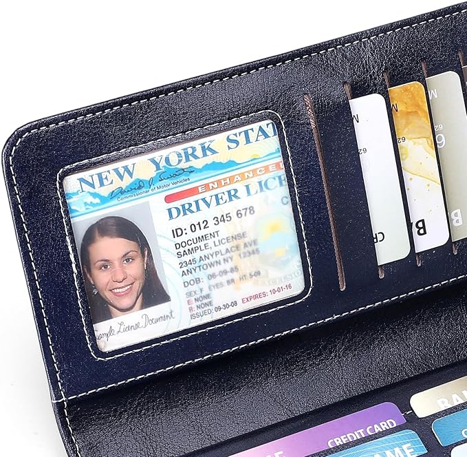 SENDEFN Wallets for Women Leather Credit Card Holder with RFID Blocking Large Capacity Wristlet | with RFID Blocking, Large Capacity, Wristlet, with RFID Blocking, Large Capacity, Wristlet