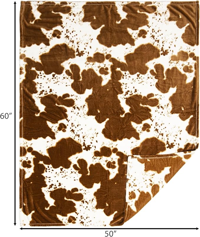 CARSTENS, INC. Travel Blanket, Premium Compact 2-in-1 Airplane Blanket/Pillow, Cow Print