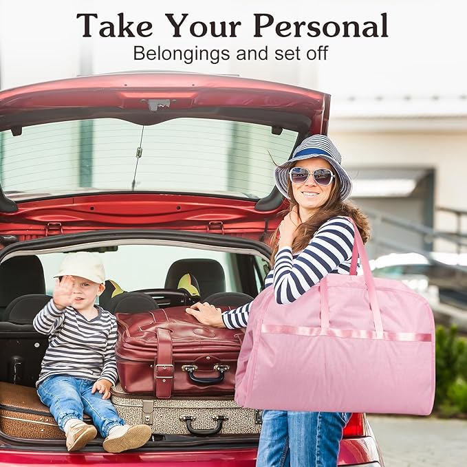 Limoomil 6" Gusseted Waterproof Garment Bag for Travel, 43" Tear Resistance Suit Bag for Men Travel for Suits, Tuxedos, Coats, Uniform. (pink, 42")