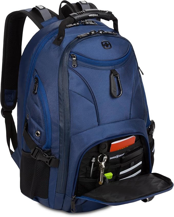 SWISSGEAR 1900 ScanSmart TSA Laptop Backpack Fits 17 Inch Laptop with RFID Protection and Tablet Pocket, Navy Ballistic, 19-Inch
