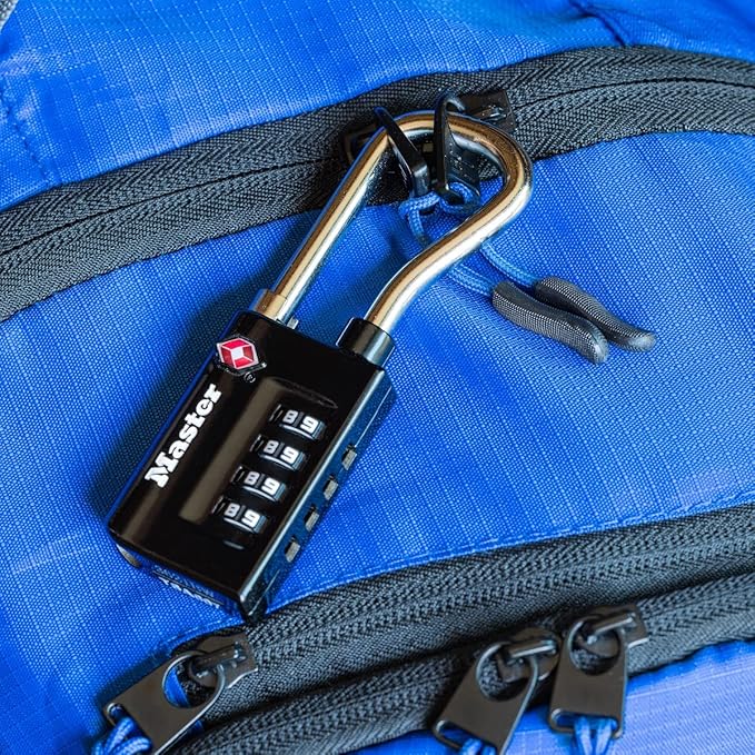 Master Lock Padlock, Set Your Own Combination TSA Accepted Luggage Lock, 1-5/16 in. Wide, 4696D, Black