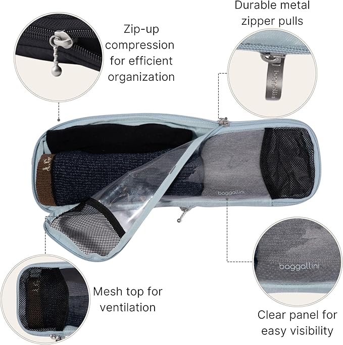 Baggallini Long Compression Cube - Lightweight Travel Accessory Compression Packing Cube for Travel