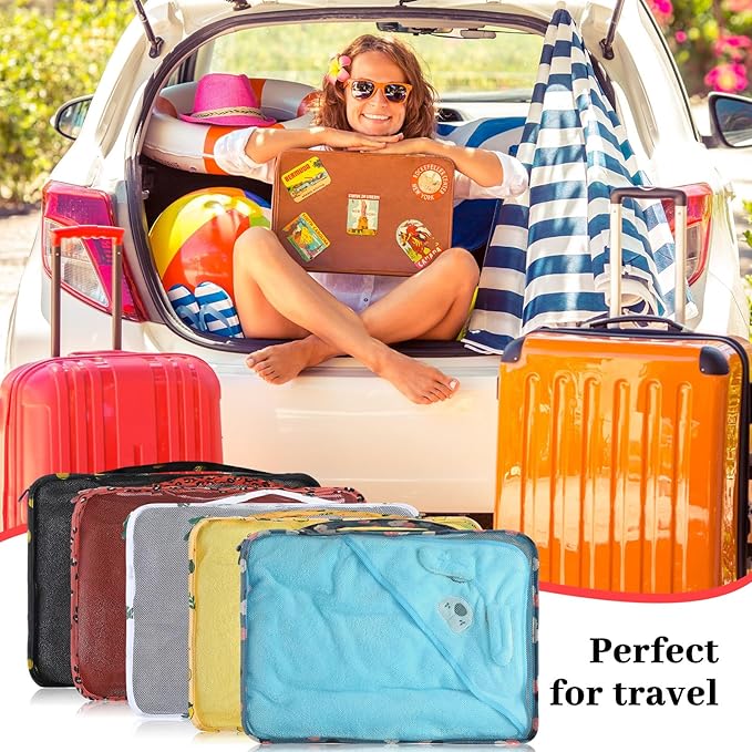Tudomro 12 Pcs Large Packing Cubes Luggage Organizers for Suitcase Mesh Travel Organizer Bags Travel Packing Organizers for Traveling Camping Hiking