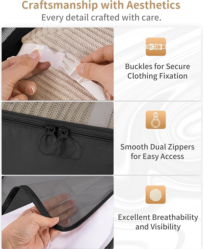 Packing Cubes 11 Set, Suitcase Organizers, Luggage Organizer Bags, with Toiletry Bag, Travel Essentials, Black