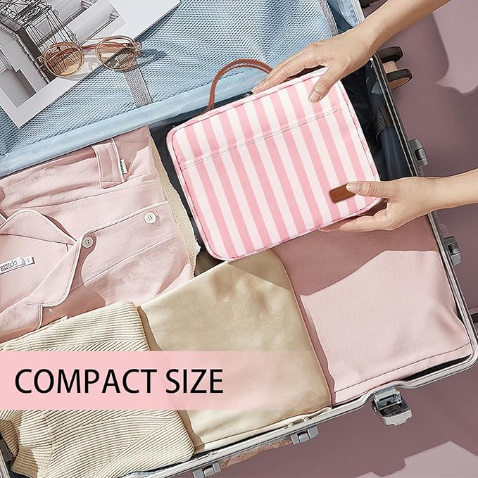Bosidu Hanging Travel Toiletry Bag,Large Capacity Cosmetic Travel Toiletry Organizer for Women with 4 Compartments & 1 Sturdy Hook,Perfect for Travel/Daily Use/Christmas