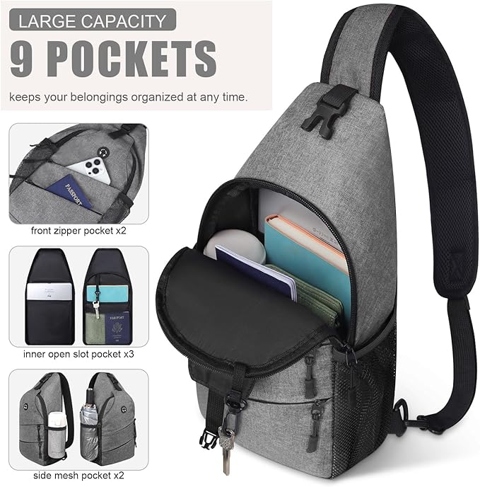 Crossbody Bags for Women Men Trendy Sling Bag Backpack Casual Chest Bag with Convertible Shoulder Strap