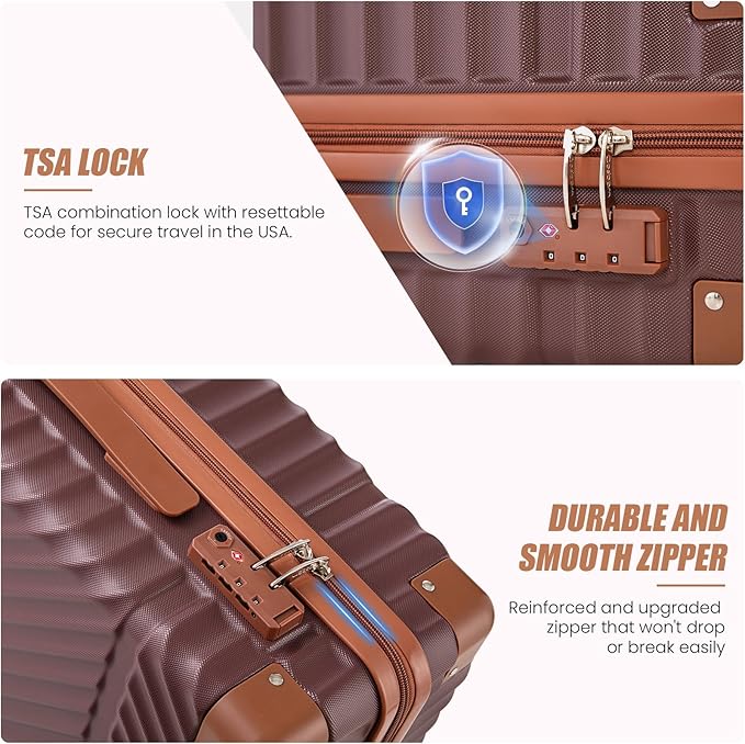 Carry On Luggage 22x14x9 Airline Approved, Hardside 20 Inch Carry on Suitcases with Wheels, Hard Shell ABS Lightweight Carry on Luggage Set, Travel Suitcase Set with TSA Lock, Burgundy