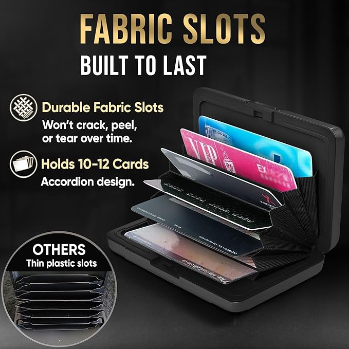 TopMost Aluminum Wallet, Card Case Wallet, Metal RFID Credit Card Holder for Men & Women, 6 Cotton Slots for 10-12 Cards And Bills, Rfd Protective