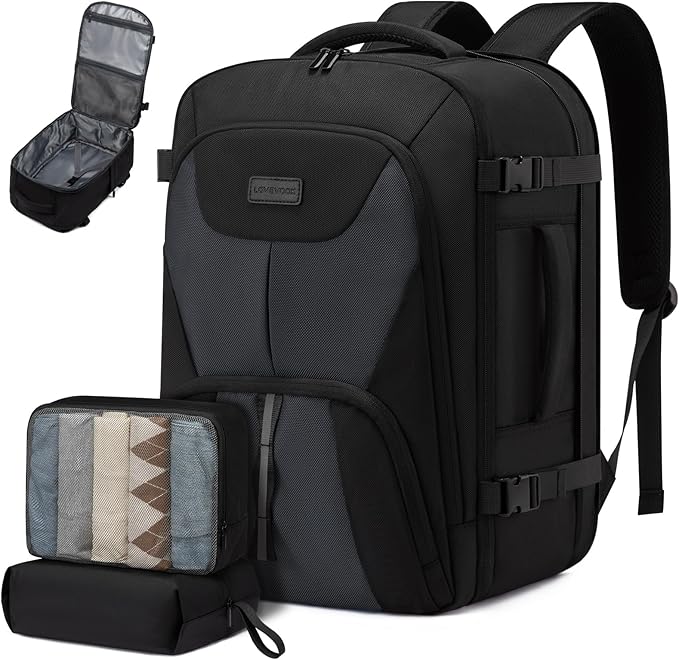 LOVEVOOK Travel Backpack,Expandable 50L Extra Large Travel Backpack for Men & Women,Carry on Backpack for Airplanes with 2 Packing Cubes, TSA Personal Item Travel Bag fits 18 inch Laptop