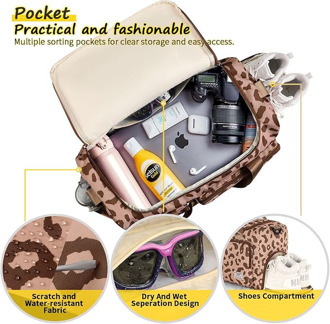 FIORETTO Women's Gym Duffle Bag with Shoes Compartment, 30L Capacity, Ideal for Travel, Gym, Sports, Duffel, Weekender