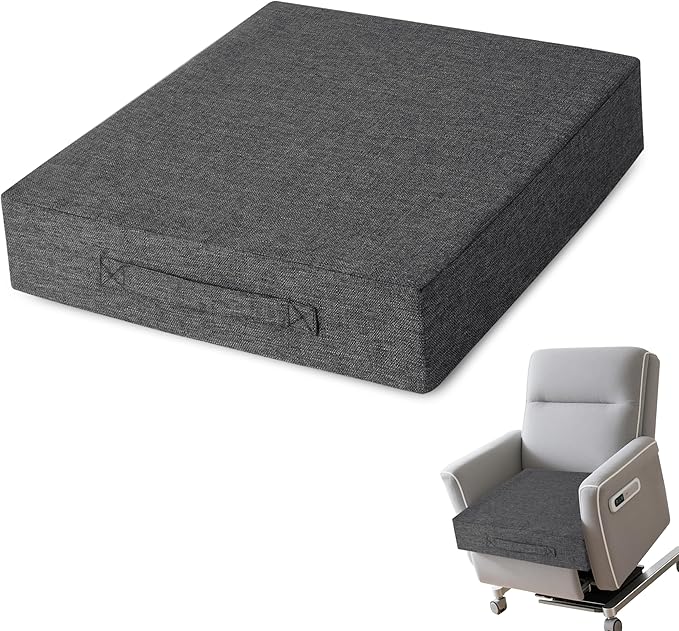 AddGrace Recliner Cushions for Elderly Thick Seat Cushion 20"x20"x4" Chair Pads with Non Slip Backing and Washable Cover for Couch Armchair Chairs Dark Grey