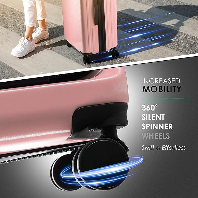 Hard Shell Luggage Sets with Spinner Wheels 4 Piece, Expandable Large Suitcases with TSA Lock, Travel Large Suitcase Set, Black Luggage Set