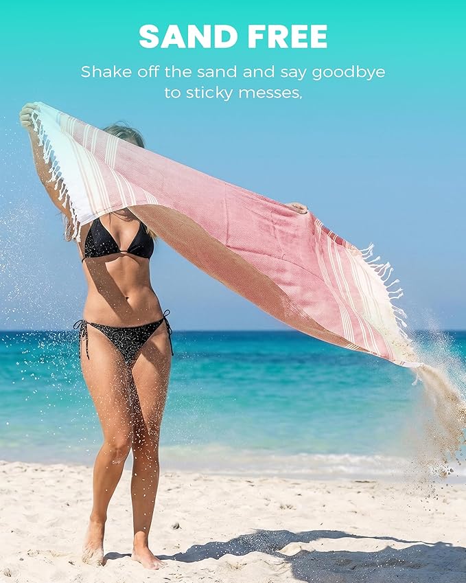 2 Pack Turkish Beach Towels Vacation Essentials Quick Dry Sand Free Women Happy Birthday Gift Ideas Mom Mother Wife Sister Her Teacher Best Friend Retirement 50th 40th 30th Godmother Proposal