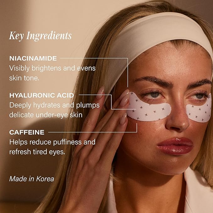 + Lux Unfiltered Cooling Under Eye Patches - Anti-Slip Caffeine Infused Korean Eye Mask - Reduces Puffiness, Brightens, & Hydrates Skin - Fragrance Free, Vegan, & Cruelty Free - 10 Count (Pack of 2)