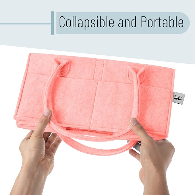 Mr. Pen- Baby Diaper Caddy Organizer, Pink, Baby Caddy Organizer with Handle, Compact Size, Collapsible & Portable