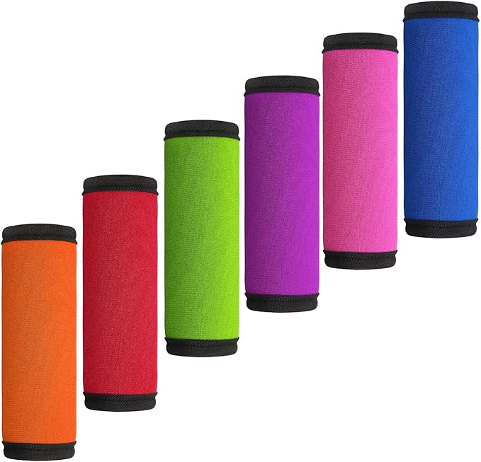 Suitcase Handle Wraps, 6 Pack Neoprene Handle Wraps, Bright Luggage Identifiers Travel Accessories for Airplane Suitcase, Travel Bags, Shopping Carts (Red, Green, Blue, Magenta, Orange, Purple)