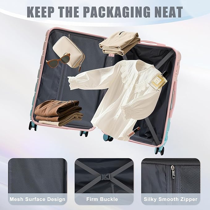 Luggage Sets, ABS Hardshell Suitcase Spinner Wheels and Lock