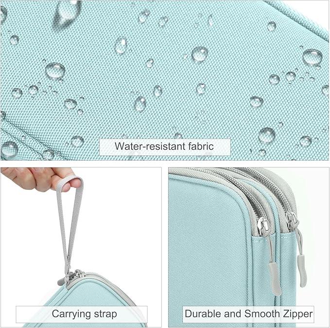 FYY Electronic Organizer, Travel Cable Organizer Bag Pouch Electronic Accessories Carry Case Portable Waterproof Double Layers Storage Bag for Cable, Charger, Phone, Earphone, Medium Size, Mint Green