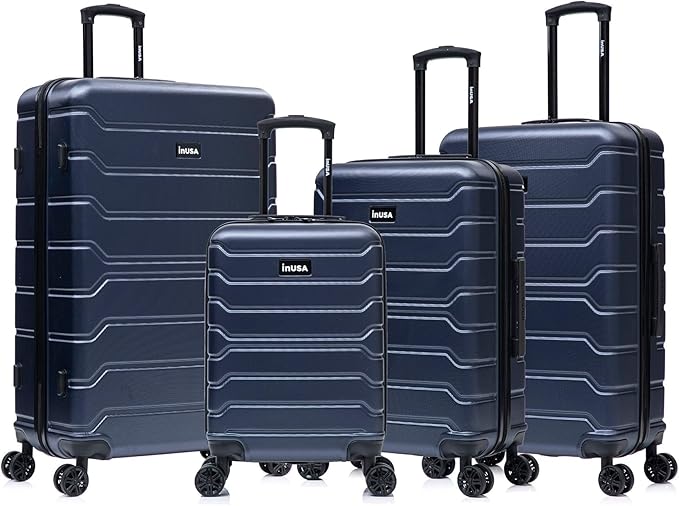 InUSA TREND Luggage with Spinner Wheels | Durable Lightweight Hardside Suitcase, Travel Sets with Handle and Trolley | (20in, 24in, 28in, 32in) 4 Piece Set | Blue