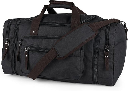 Duffle Bag for Travel 20–23” Expandable (40L) – Lightweight Water-Resistant Carry On Weekender with Multiple Pockets & Shoulder Strap – Airline Approved Travel Duffel Bags for Men & Women - BLACK