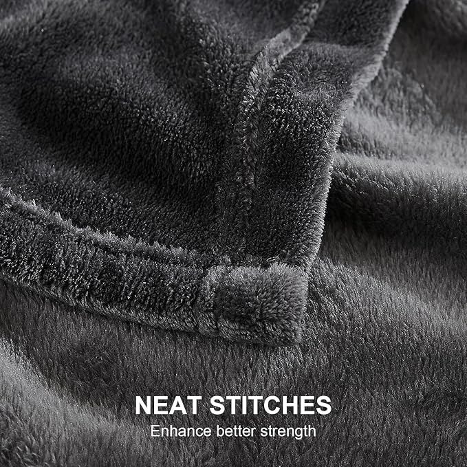 Hansleep Fleece Charcoal Throw XL Blanket, Super Soft Flannel Fuzzy, Plush Cozy Blanket for All Seasons, Charcoal, Throw XL 50x70 Inches