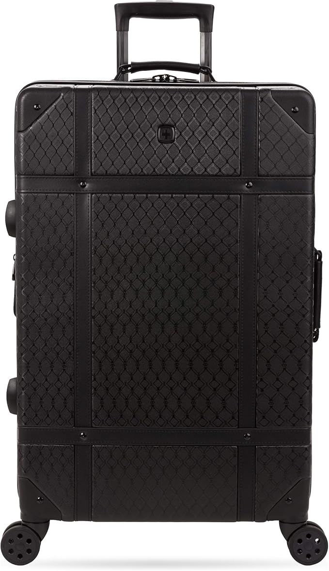 SwissGear 7739 Hardside Luggage Trunk with Spinner Wheels, Black, Checked-Large 26-Inch