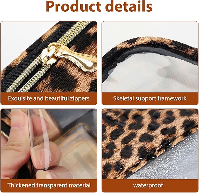 Clear Makeup Bags with Zipper, TSA Approved Travel Toiletry Bag, 3-Pack (Large, Small & Mini) Clear Cosmetic Bag, Waterproof Make Up Bag for Women, Car Bag Organizer & Car Organization Essentials