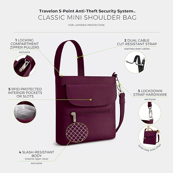 Travelon Anti-Theft Classic Mini Shoulder Bag