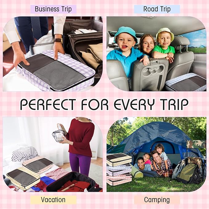 5 Pcs Packing Cubes for Suitcase Large Travel Cubes Carry on Luggage Organizer Bags for Clothes Accessories(S,Plaid)