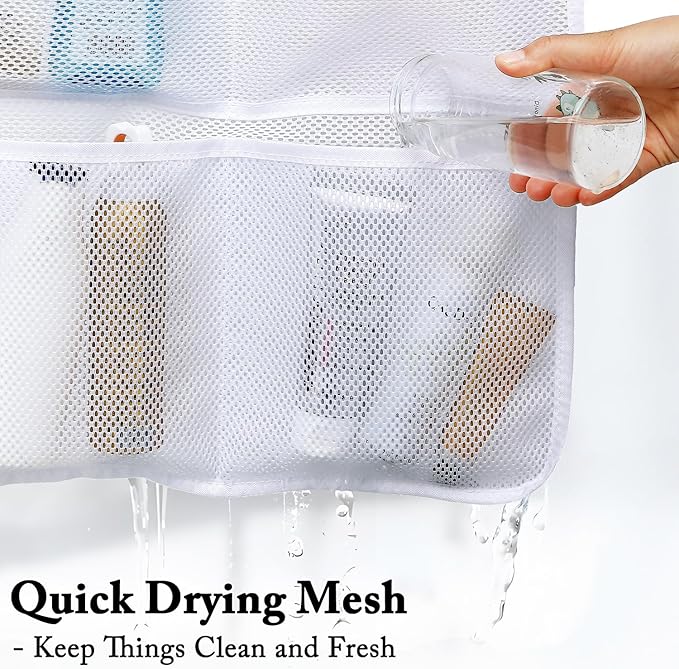 Fammart Mesh Shower Caddy Hanging, Quick-Drying Shower Organizer with 7 Pockets, Portable Bathroom Organizers and Storage for Shampoo, Soap, Loofah, Travel, and Cruise Essentials