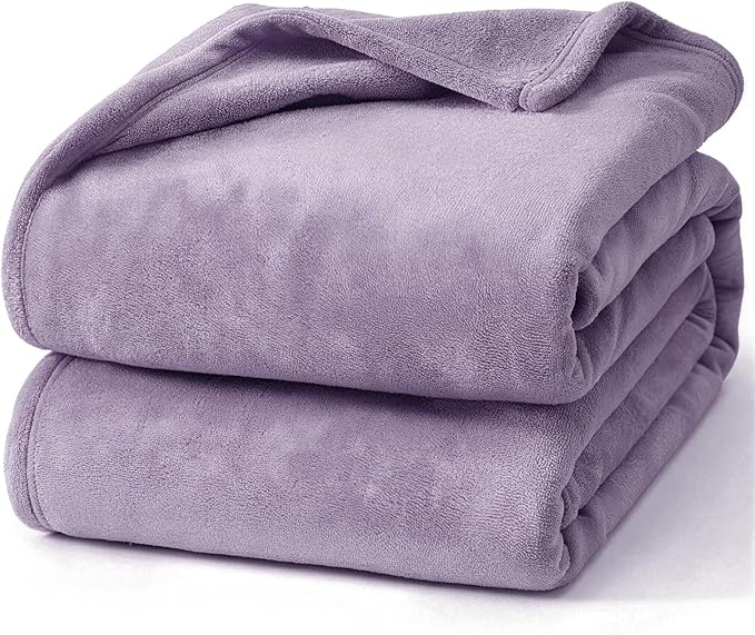 Hansleep Fleece Fog Purple Throw XL Blanket, Super Soft Flannel Fuzzy Plush Cozy Blanket for All Seasons, Fog Purple, Throw XL 50x70 Inches