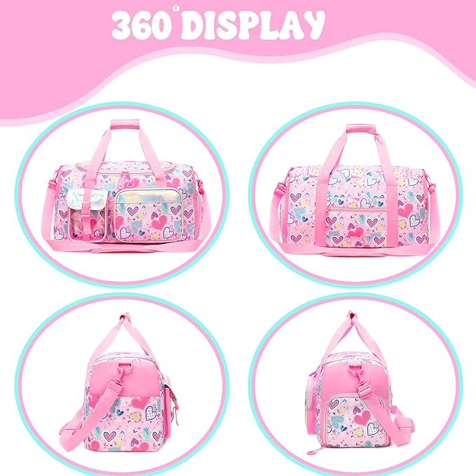 Duffle Bag for Kids Travel Bag for Girls Dance Bags for Kids Overnight Bags for Teen Girls with Shoe Compartment
