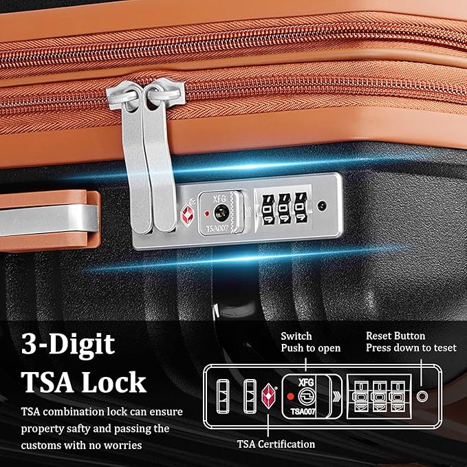 4 Piece Luggage Set PP Hardshell, Expandable Suitcase Set (20/24/28) with 14" Cosmetic Case, Lightweight Spinner Wheels with TSA Lock, Detachable Wheels for Nesting Storage (Black)