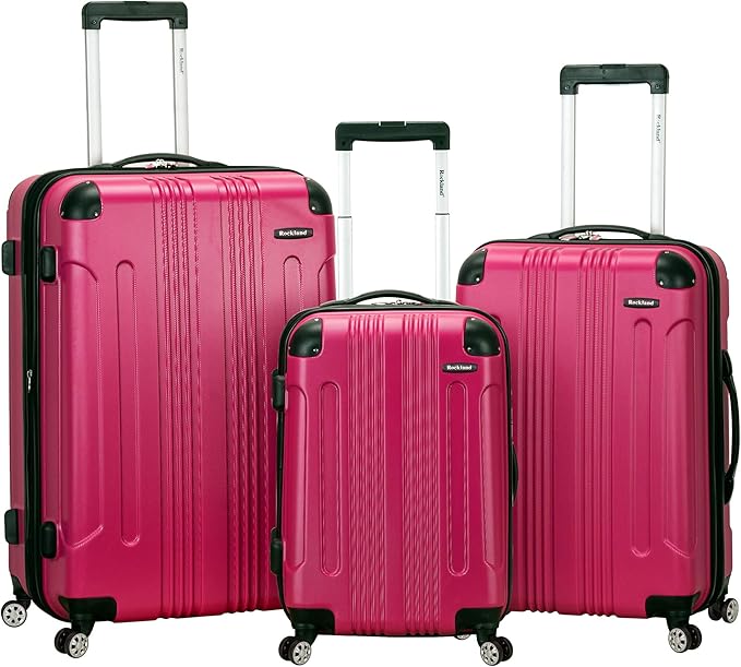 Rockland London Hardside Spinner Wheel Luggage, Magenta, 3-Piece Set (20/24/28)